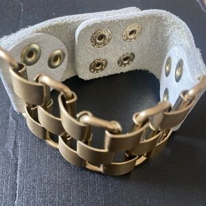 Faux Leather/ Brass Bracelet